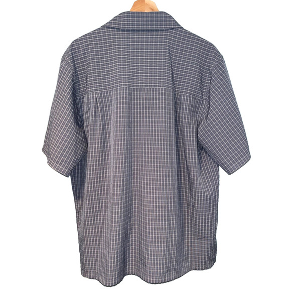 Nike ACG All Conditions Gear Striped Button Down Short Sleeve Shirt Blue Sz. L - Picture 3 of 8